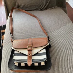 Striped Brown and Black Crossbody Bag